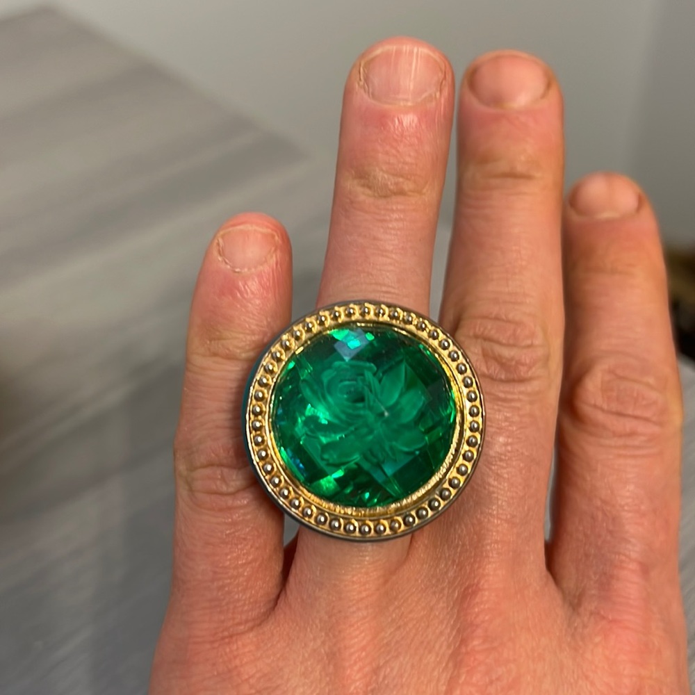 Emerald Green Gold Statement Ring